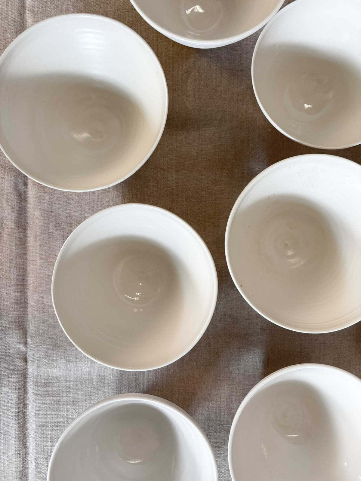 Set of 8 vintage white porcelain serving bowls by Atelier-A