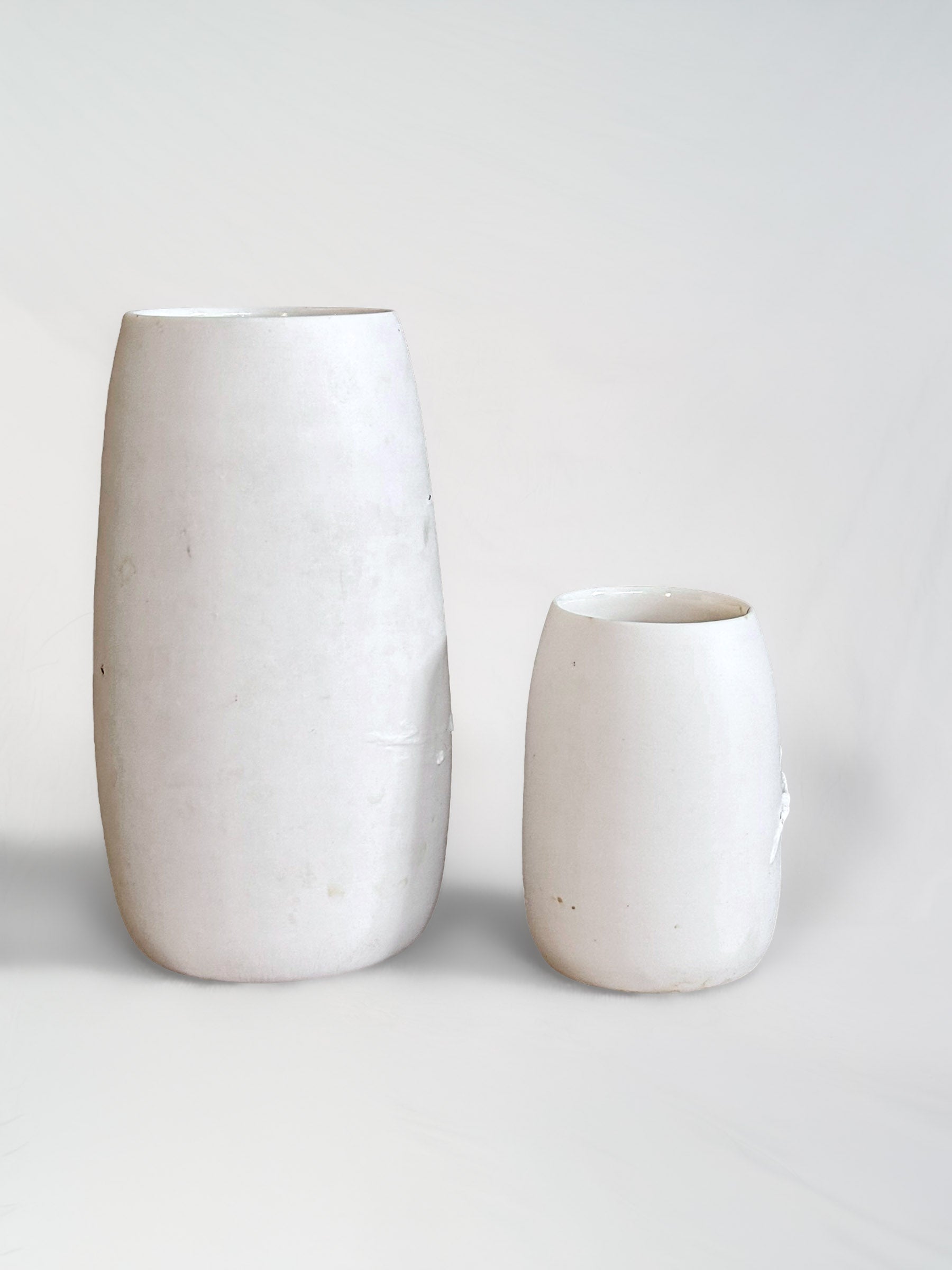 Pair of White Porcelain Vintage Vases by Atelier-A