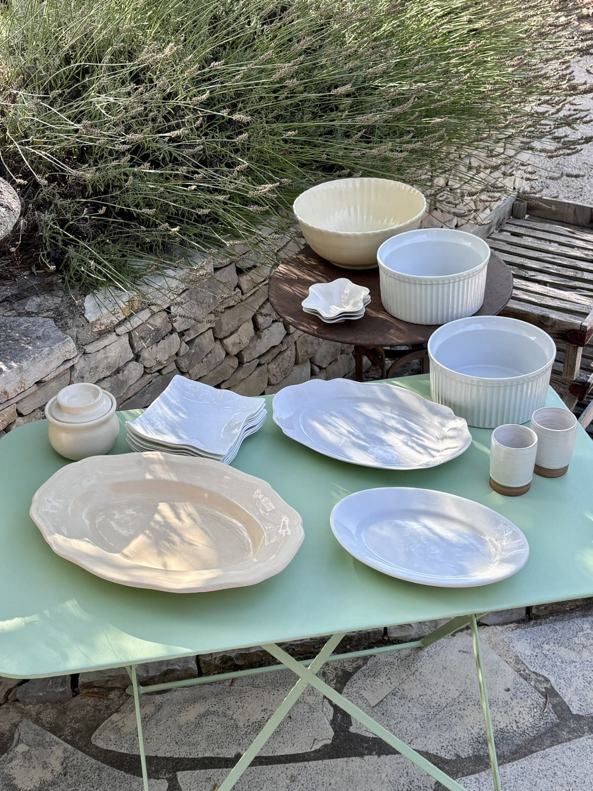 Pair of Handmade Stoneware Cups with White Glaze