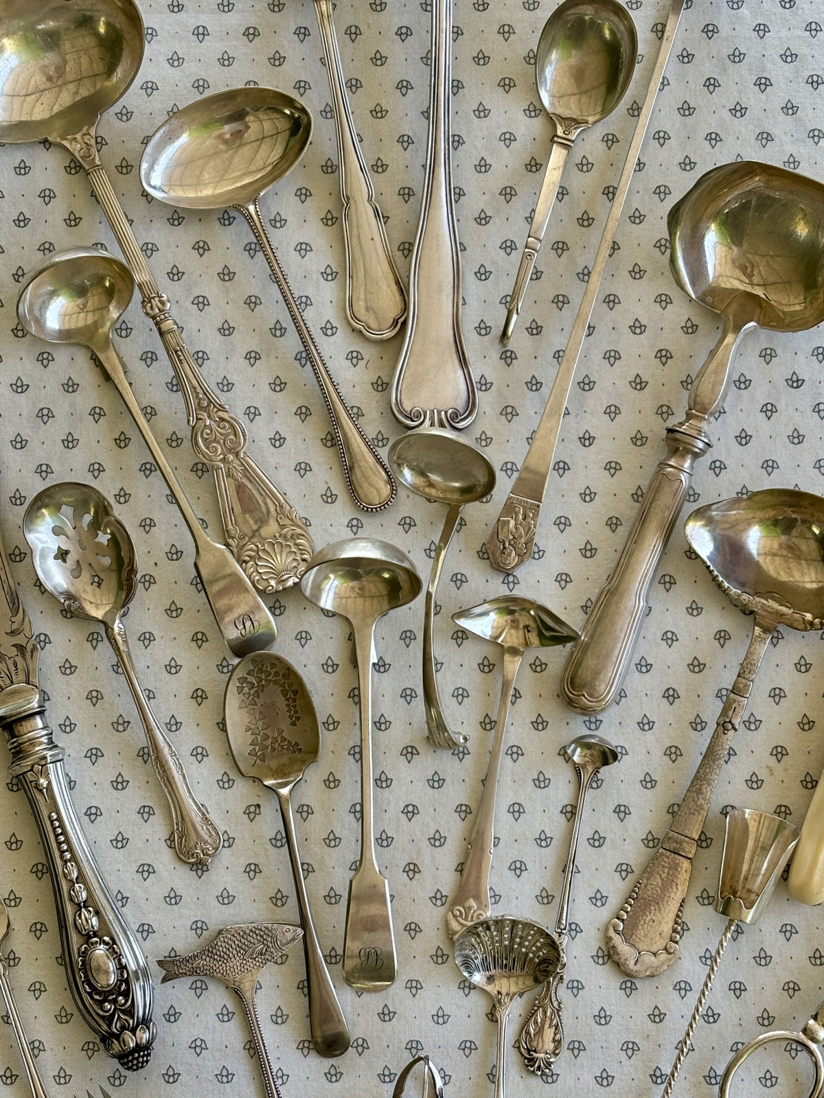 Set of French Silver-Plated Ladles and Serving Spoons