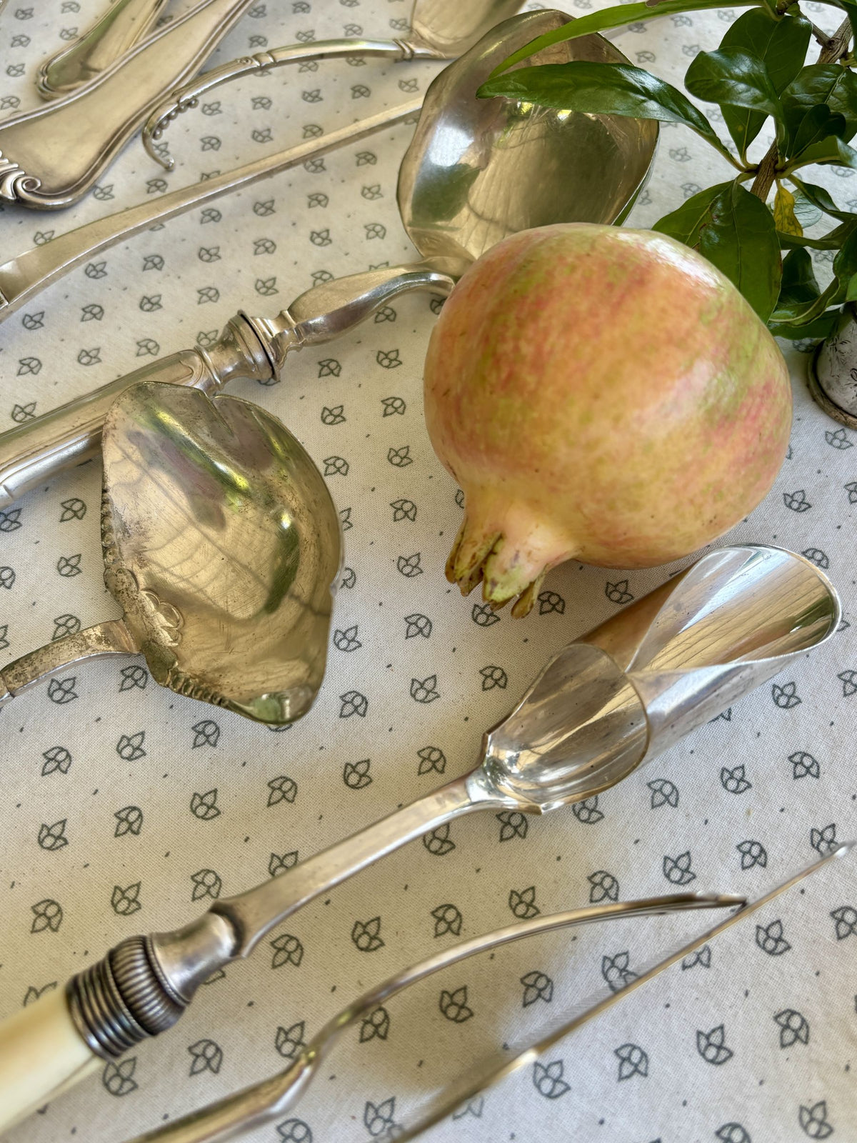 Antique French Silver-Plate Gigot Holder and Marrow Scoop Set