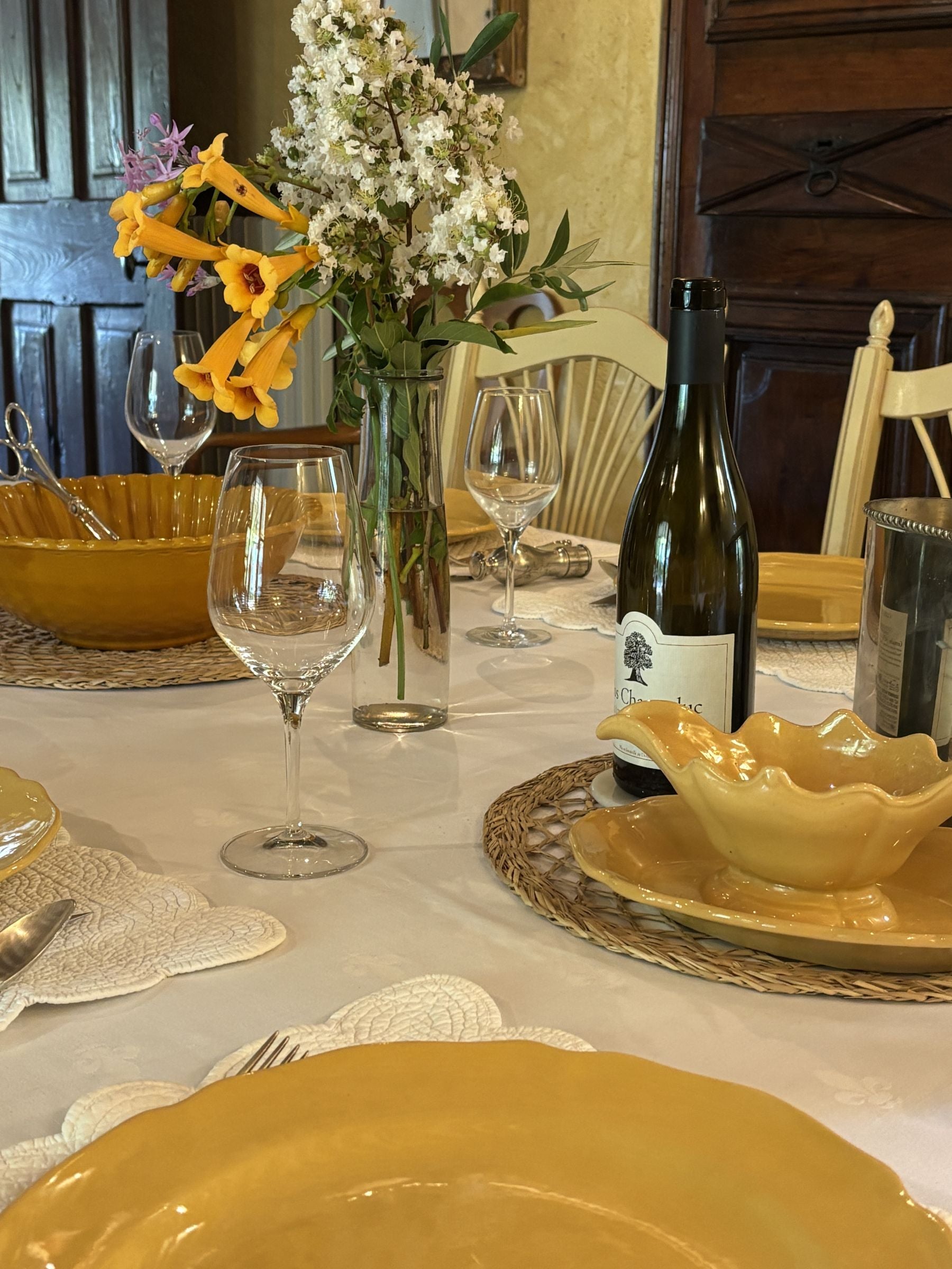 Handmade Provençal Ochre Ceramic Gravy Boat Set