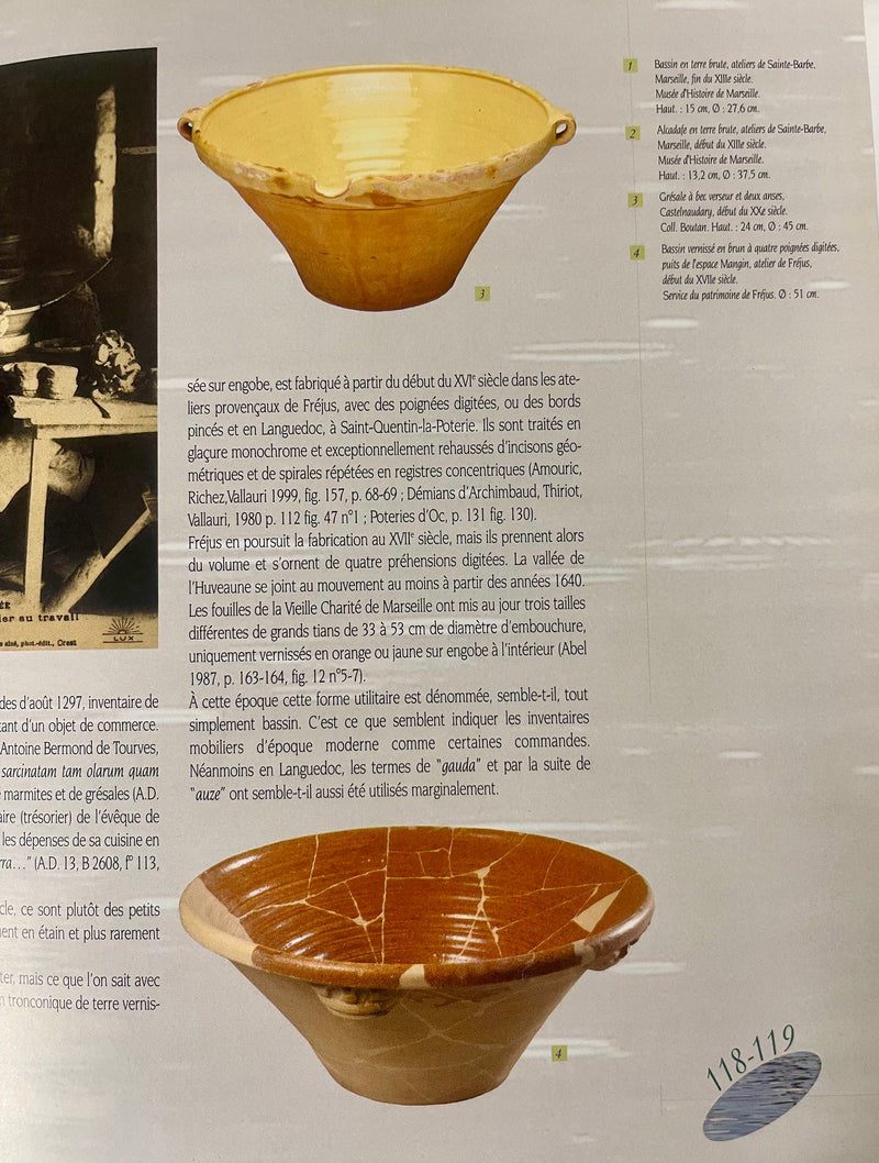 Vintage cream-glazed terracotta salad bowl