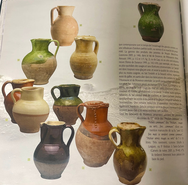 Green glazed antique French terracotta pitcher