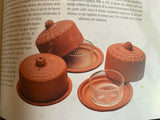 RESERVED CS Antique French butter bell w/ Art Deco motifs- terracotta