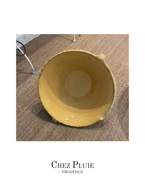 Large 19th Century French Terracotta Tian Bowl w/ Yellow Glaze