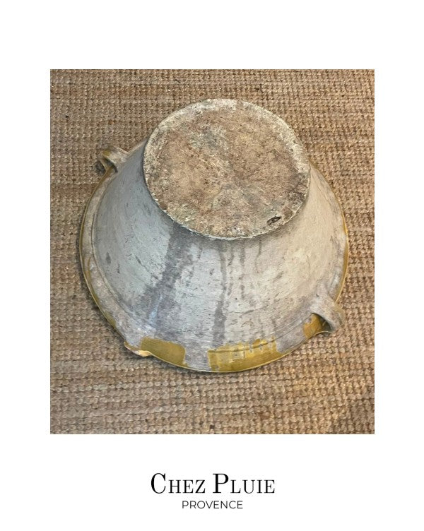 Large 19th Century French Terracotta Tian Bowl w/ Yellow Glaze