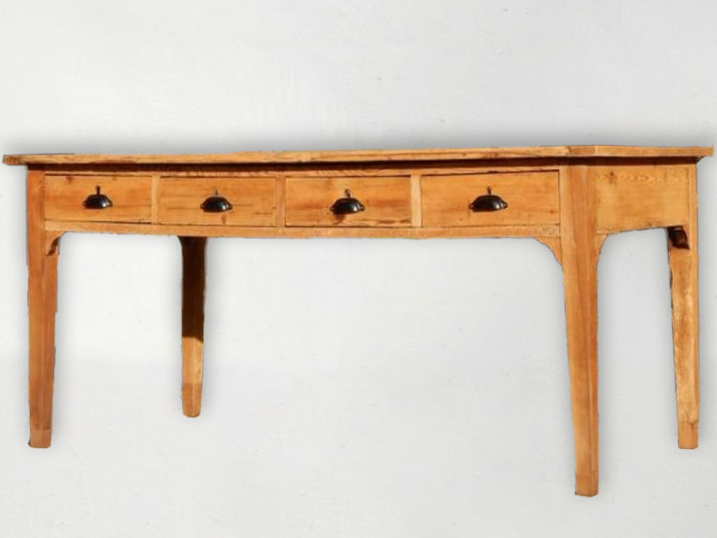 Antique French Farm Console Table -Pine & Walnut
