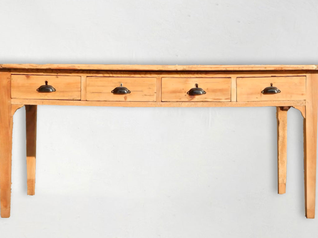 Antique French Farm Console Table -Pine & Walnut