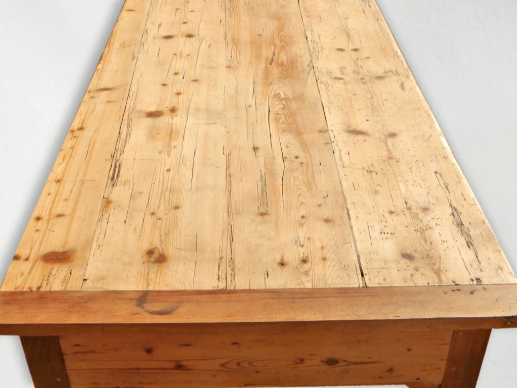 Antique French Farm Console Table -Pine & Walnut