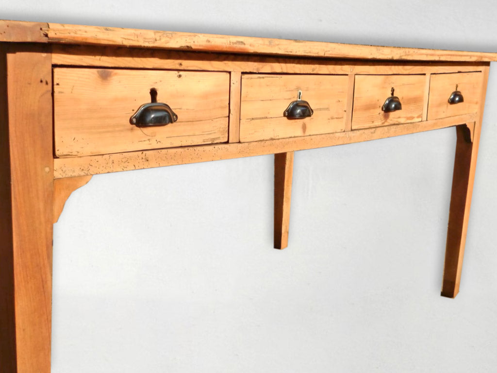 Antique French Farm Console Table -Pine & Walnut