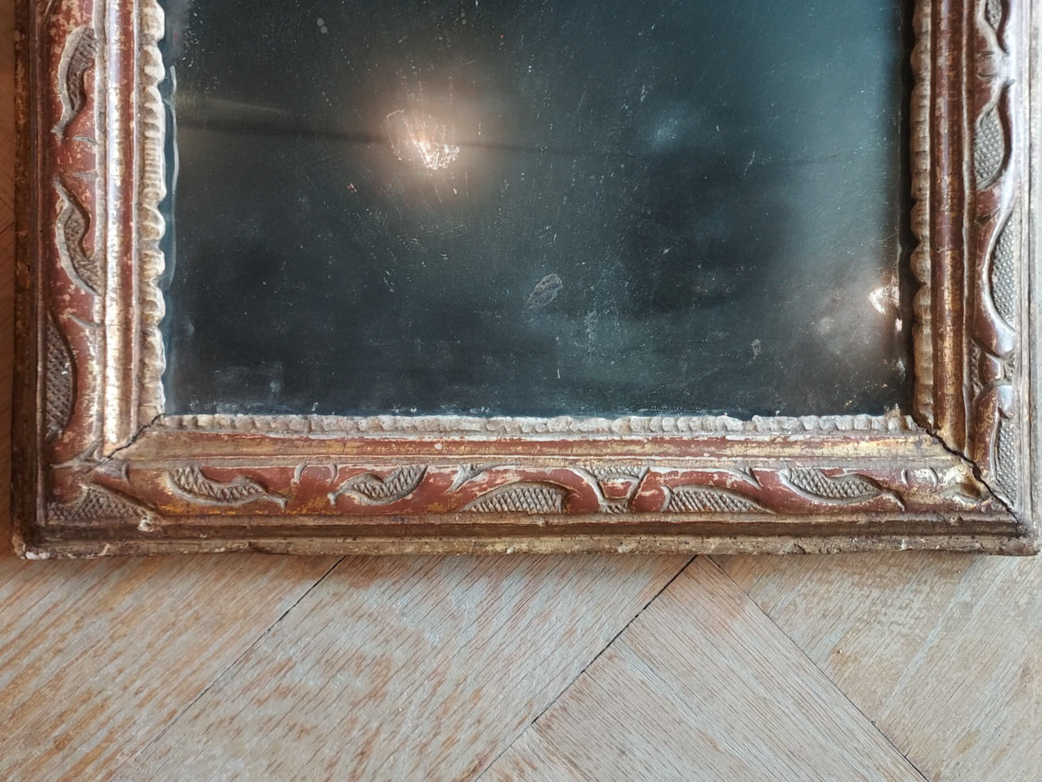 Aged gilt Louis XIV mirror
