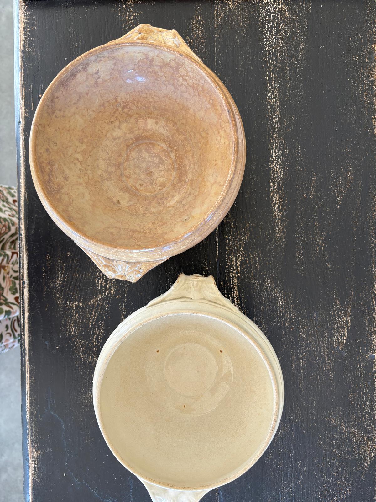 Sarreguemines French soupière with brown glaze - late 19th century