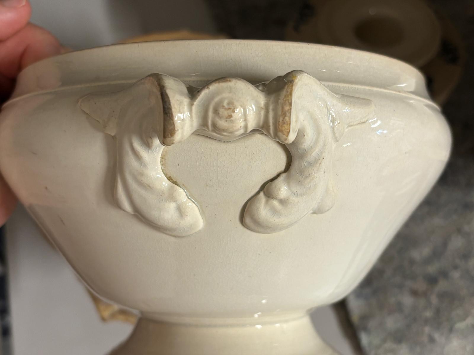 Sarreguemines French soupière with brown glaze - late 19th century