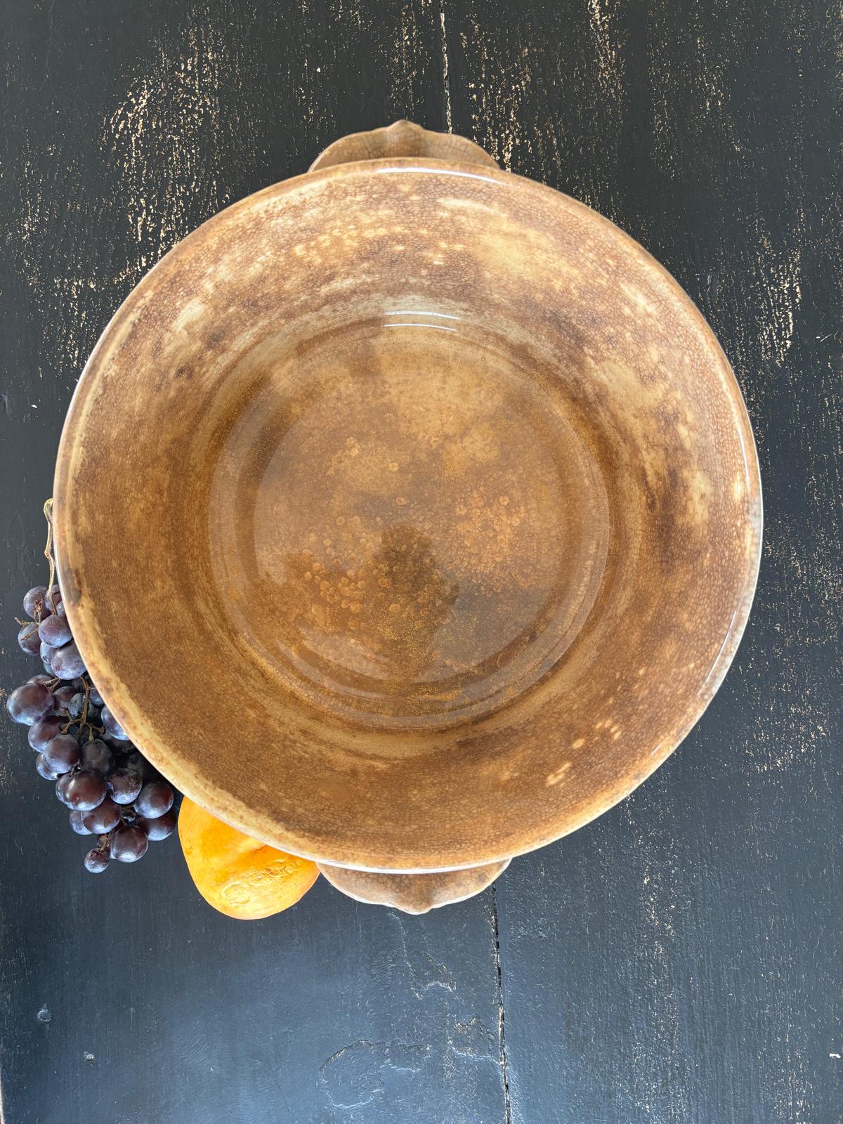 Large Antique French Creil et Montereau Soup Tureen with Rich Patina