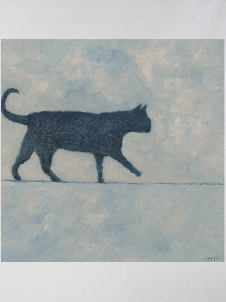 Small Contemporary Painting By Karibou - La Traversée du Chat - 14¼" x 14¼"