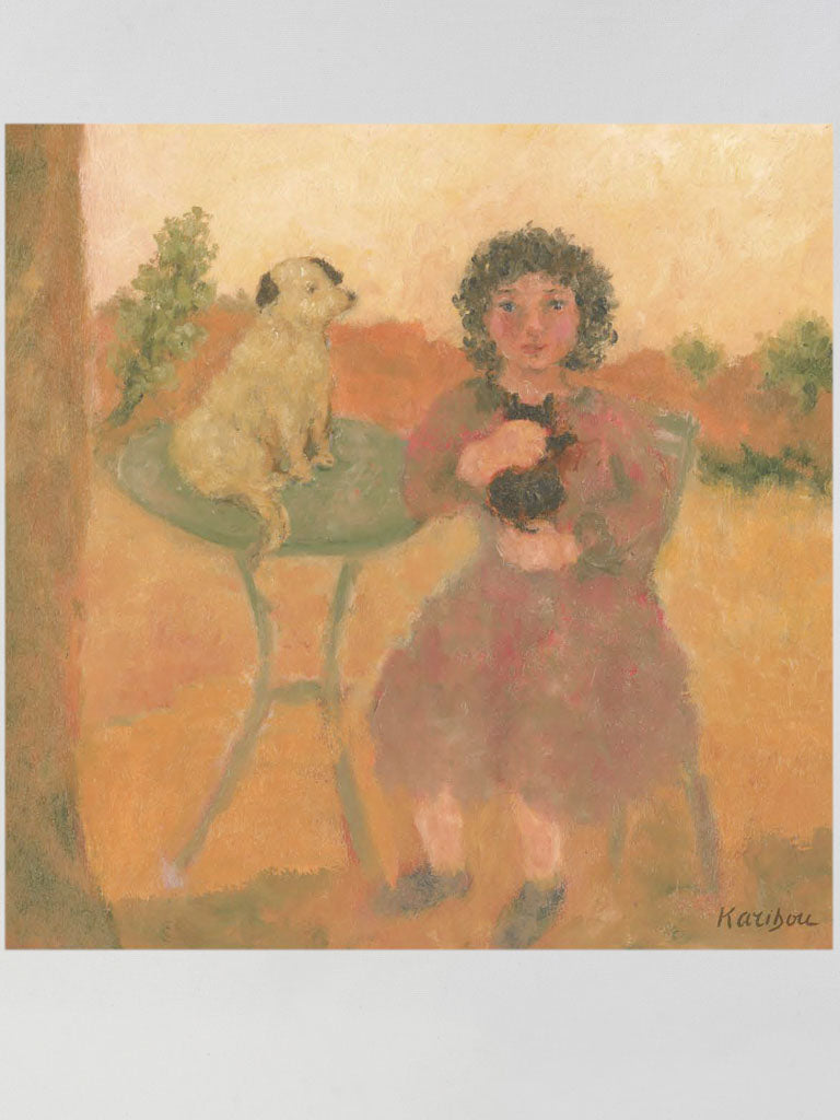 Small Contemporary Painting By Karibou - Karine ne dit plus rien (Karine Says Nothing Anymore) - 14¼" x 14¼"