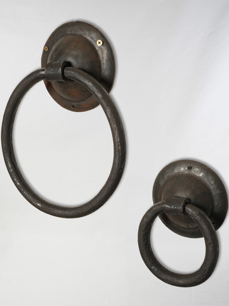Vintage rustic iron towel holders