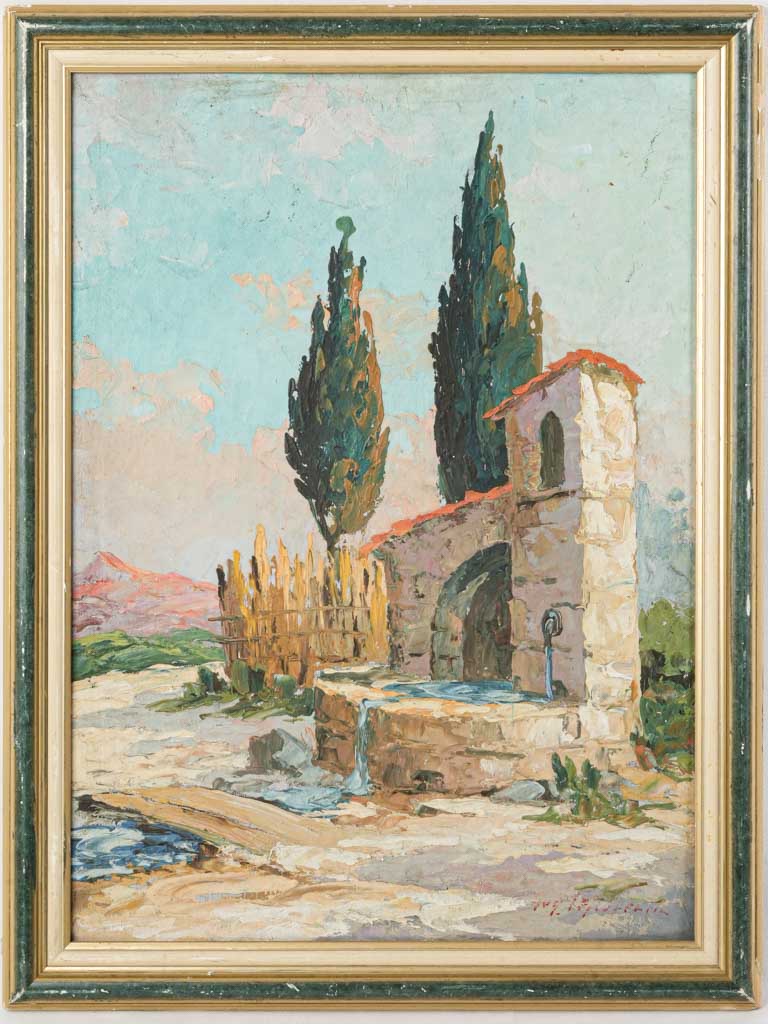 Vintage colorful oil painting landscape  