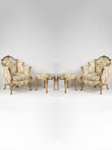 Regal Louis XV bergère upholstered armchairs