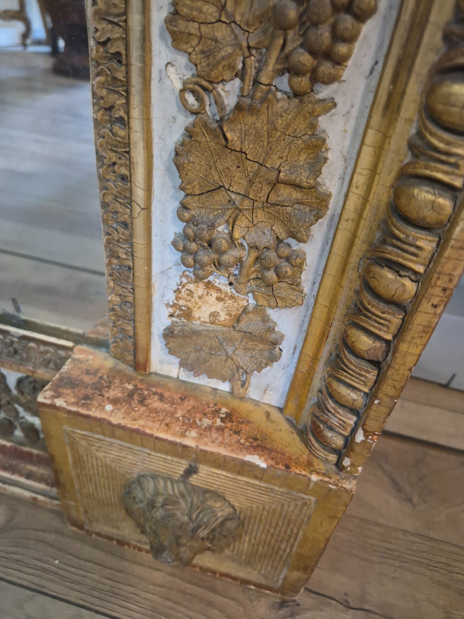 Pair of Directoire Period Giltwood Pier Mirrors w/ Distinct Frame Details - 80" x 40¼"