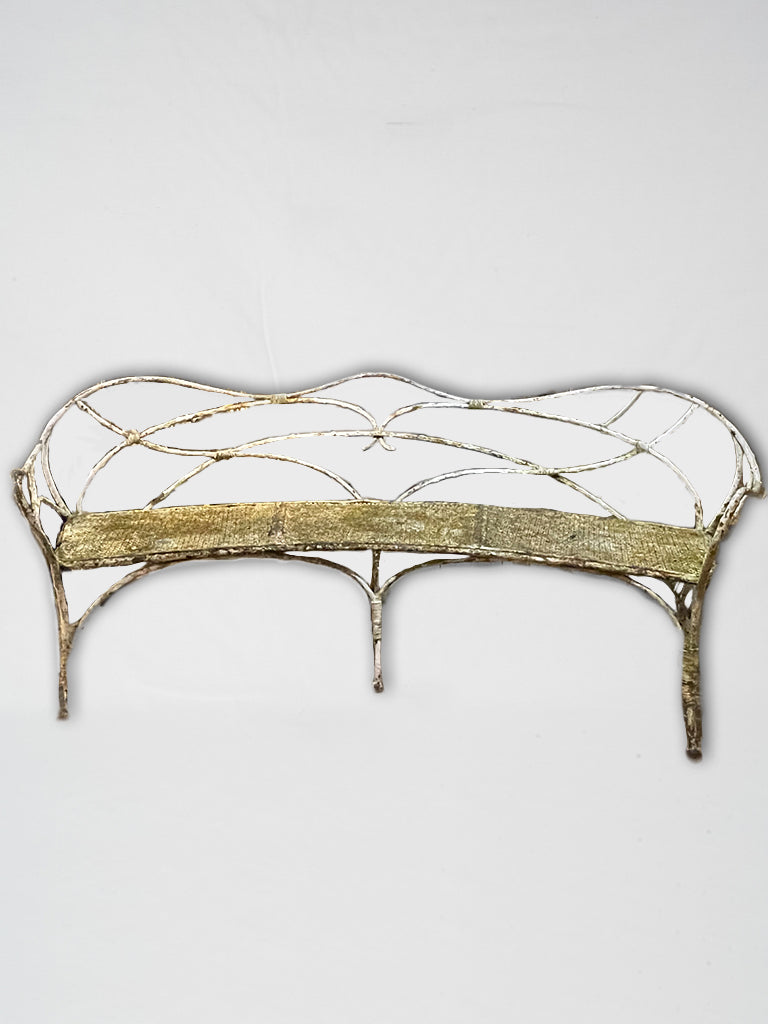 Antique French artistic iron garden bench