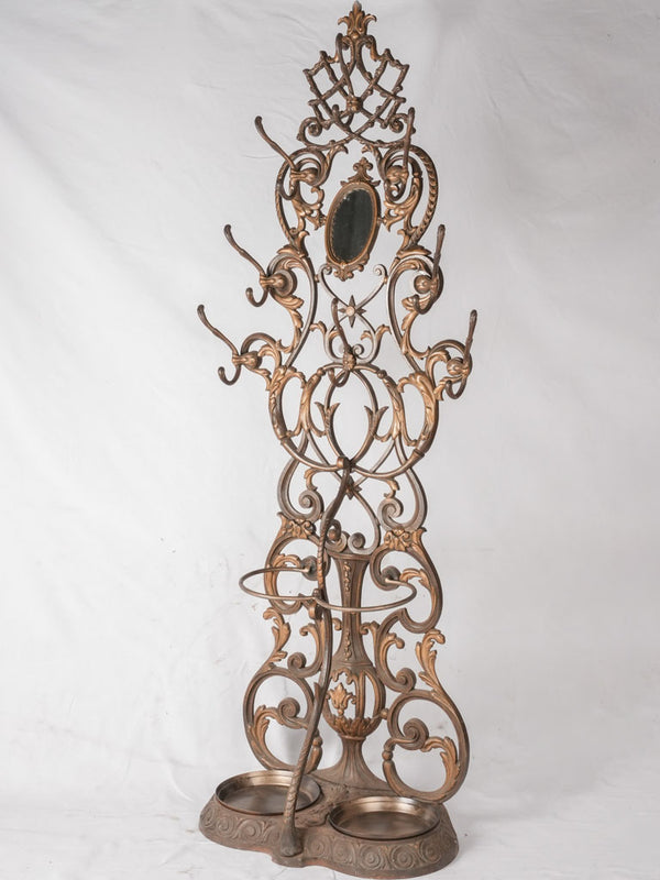 Napoleon III coat rack w/ mirror - cast iron 83¾"