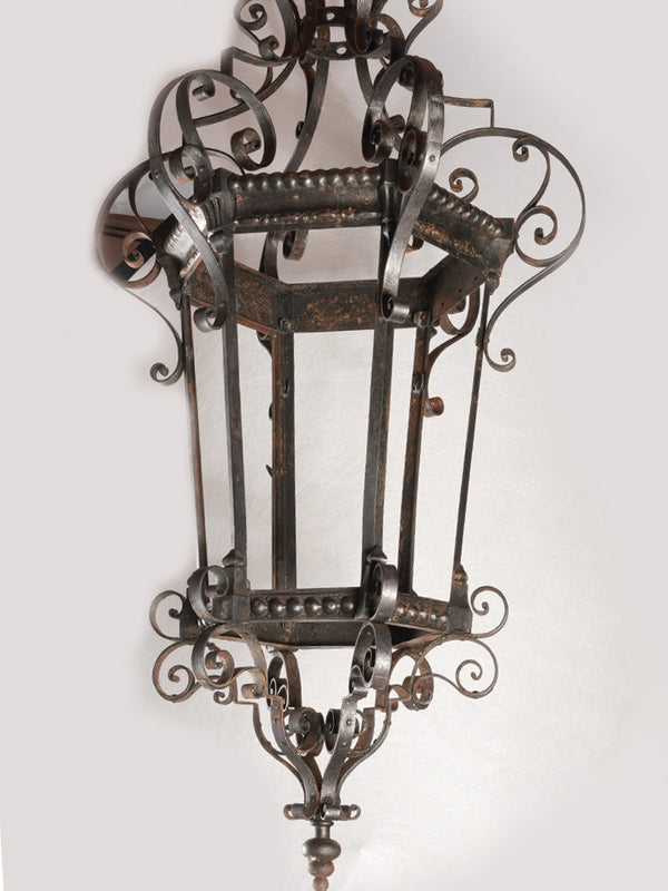 Large 19th century wrought iron lantern