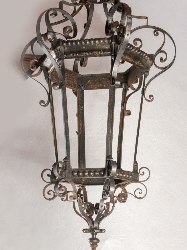 Large 19th century wrought iron lantern
