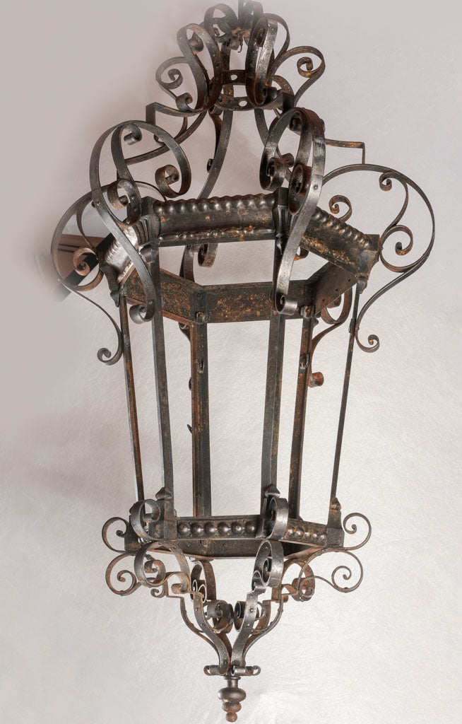Large 19th century wrought iron lantern