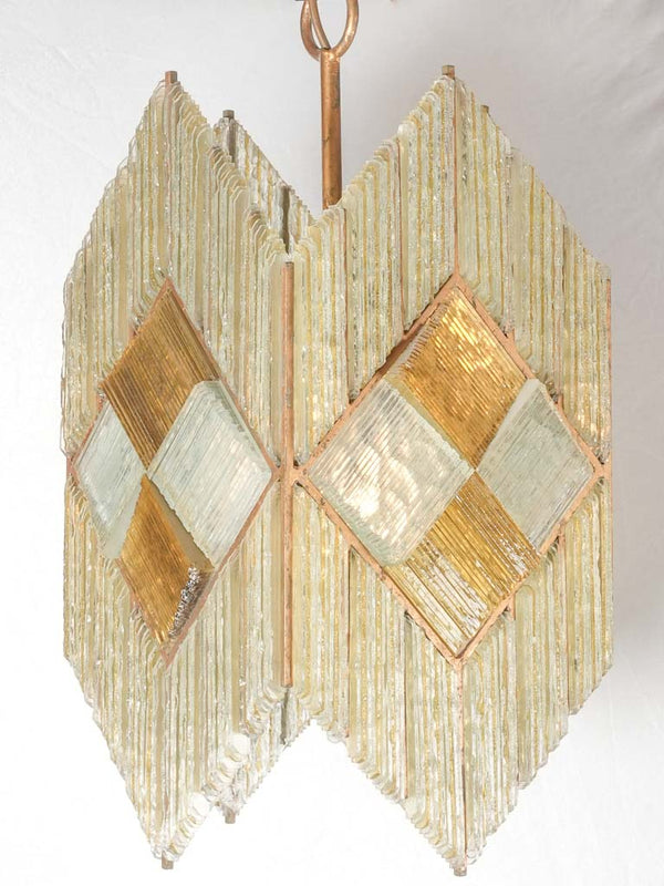 Art Deco compressed glass chandelier - yellow 21¼" x 9"