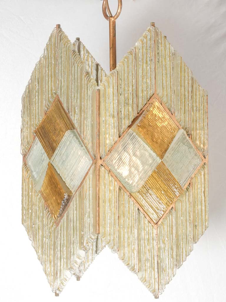 Art Deco compressed glass chandelier - yellow 21¼" x 9"