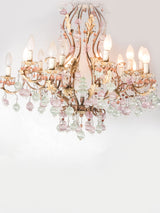 Antique Murano glass chandelier w/ pink baubles 37½" x 31½"
