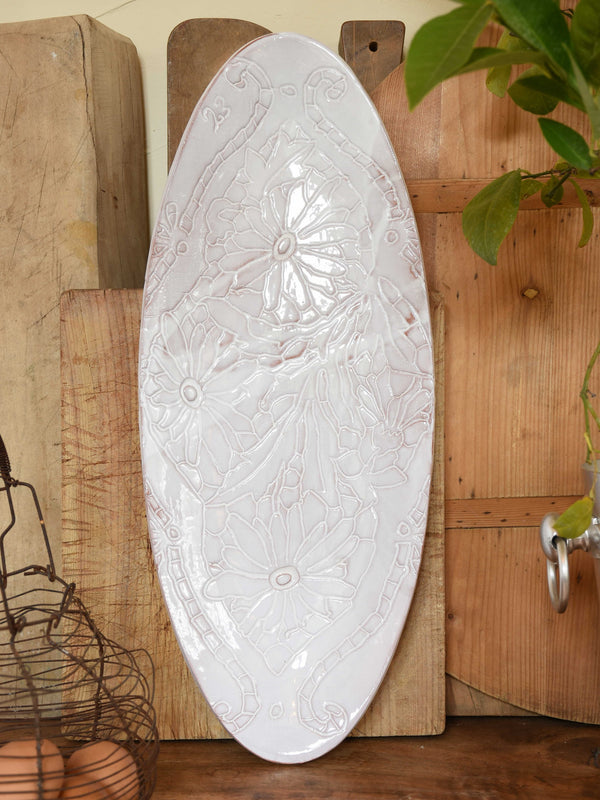 Long oval platter with flower pattern