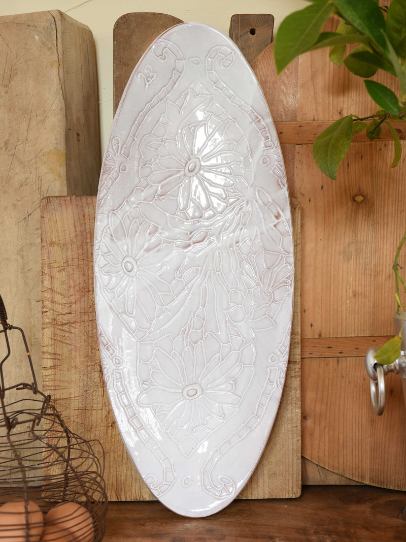 Handmade Provencal floral oval stoneware platter