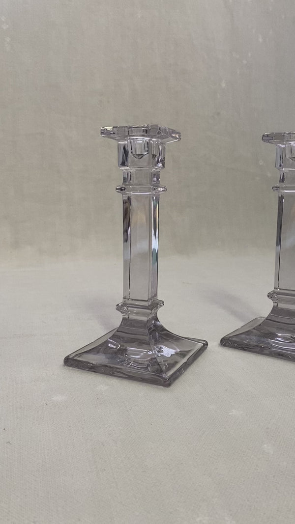 Pair of Art Deco candlesticks - glass 8¾"