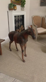 Mid century statue of a horse - leather