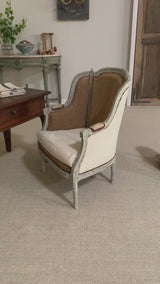 Pair of rustic Louis XVI armchairs with jute upholstery