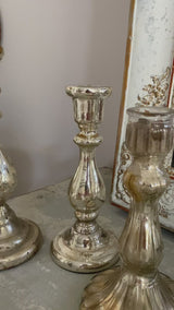 Antique French mercury glass candlestick 9½"