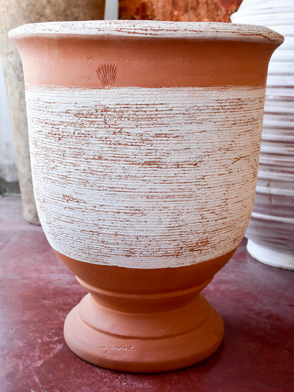 Terracotta Anduze vase with white straw band