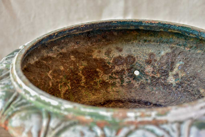Elegant cast iron French garden urn