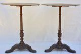 Pair of antique French garden tables with cast iron base