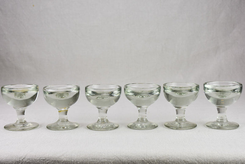 Set of six blown glass liqueur glasses from the early 20th century 3½"