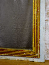 Large rustic Louis XVI mirror with reeded frame and blue gray border 44½" x 39½"