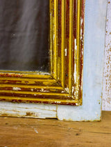 Large rustic Louis XVI mirror with reeded frame and blue gray border 44½" x 39½"