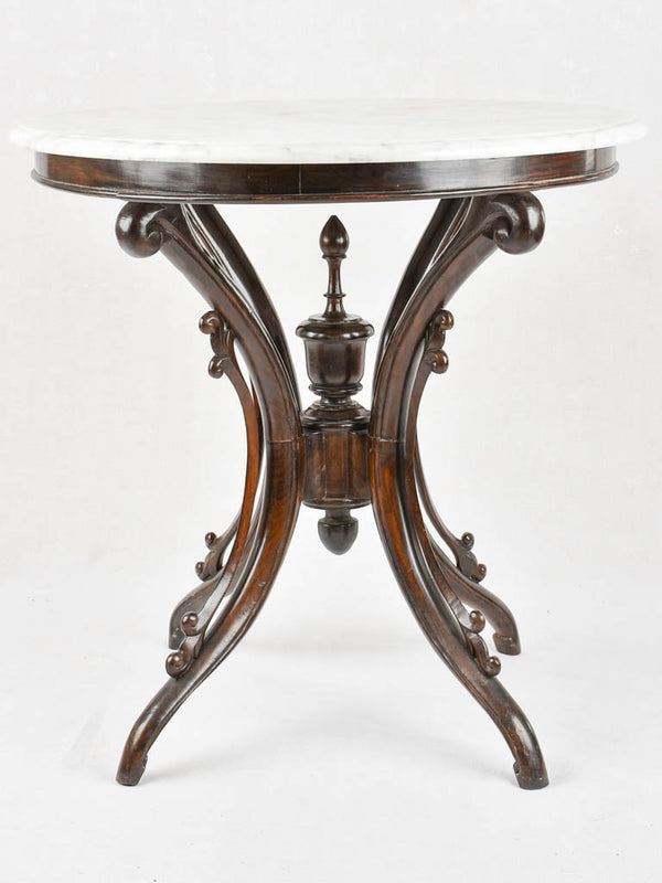 19th century marble & mahogany round table 27½"