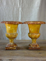 Small pair of antique French Medici urns - cast iron