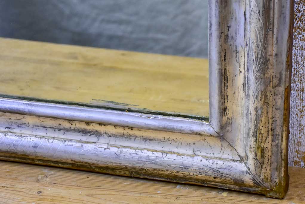 19th Century Louis Philippe mirror with silver leaf frame - repaired 27½" x 46"