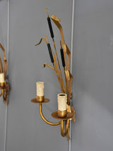 Pair of bull rush wall appliques in the style of Maison Jansen
