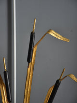 Pair of bull rush wall appliques in the style of Maison Jansen